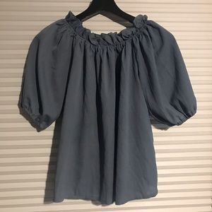 NEW puffy sleeve ash blue blouse